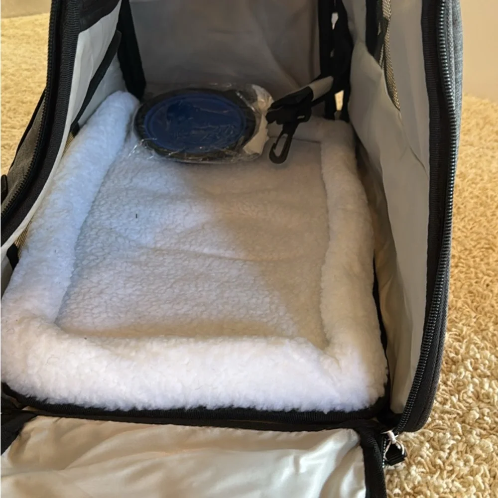 Gray Pet Carrier with Mesh Panels
